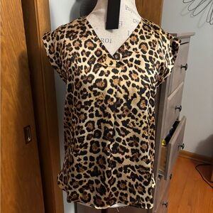 LOFT Animal Print Satin Top